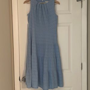 London times women’s jewel neck tierd lace sky blue dress